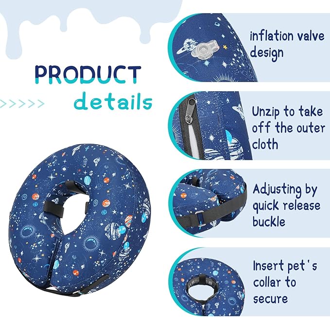 Supet Inflatable Dog Cone Collar Alternative After Surgery, Soft Donut Recovery E Collar for Neuter, Small Medium Large Dogs