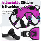 rabbitgoo Escape Proof Dog Harness for Medium, No Pull with Lift Handle | No Escape, Full Soft Padded, Reflective Adjustable Vest, Leash Clip for Walking Hiking Training, Purple, Medium