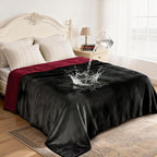 gogobunny Waterproof Reversible Flannel Blanket for Dogs and Cats, Double-Sided Furniture Protector Throw for Sofa, Couch, Bed Against Spills & Pet Fur (50" x 60", Black/Red)