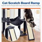 ABCPET 63" Multi-Level Cat Tree Tower for Indoor Cats, Dark Grey | 63" multi-level cat tower with sisal scratch posts, cat condo, hammock, dangling toy & wide perch for indoor cat rest & play