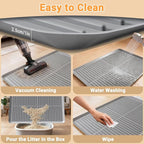Cat Litter Box Mat-Rubber Cat Litter Mat Waterproof Silicone Pad Kitty Litter Catcher Trapping Mat Easy Clean (27'' x 20")