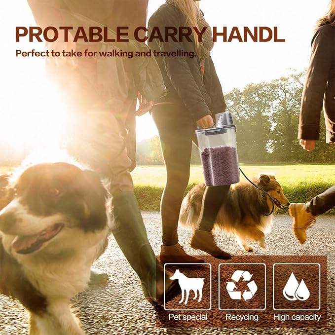 TIOVERY Upgraded Dog Food Storage Container Small, Cat Food Container Airtight, Pet Food Container Dispenser with Pour Spout, Measuring Cup and 4 Seal Buckles for Dogs, Cats, Birds (Grey)