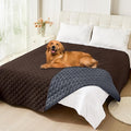 Smiry Waterproof Reversible Dog Bed Cover Pet Blanket | Pet Friendly, Soft Fabric, Washable Dog Blanket for Furniture Bed Couch Sofa, Checkered (82"x82", Chocolate/Dark Grey)