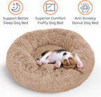 Donut Dog Bed - Premium Comfort for Anxiety Relief - Fluffy & Calming Design with Ultra-Plush Support | Cozy Round Dog Bed with Super Soft Circle Style (Camel, Medium)
