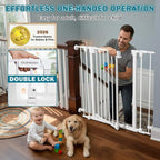 Mumeasy 80" Extra Wide Baby Gate for Doorways & Stairs, Dog Gate Indoor | Hardware Mounted Pet Gate, Auto Close Walk Thru Door, Large Child Safety Fence for Outdoor, Deck, Yard, 3 Metal Panels, White