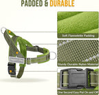 SlowTon No Pull Dog Harness - Heavy Duty Dog Harness and Leash Set for Medium Large Dogs, Reflective Tactical Harness with Soft Padded and Front Clip for Easy Walk and Training (Green, L)