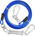 jenico Dog Tie Out Cable - 25ft Dog Lead for Yard - Heavy Duty Dog Chain with Shock Spring - Outdoor Tether Leash for Small Large Dogs Up to 500 lbs