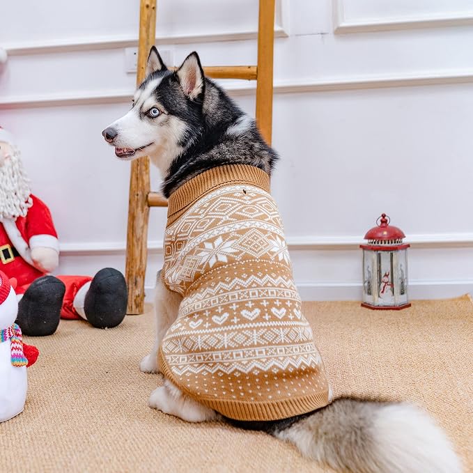 HOMIMP Dog Sweater Argyle Beige ML