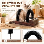 Sadnyy Cat Self Groomer with 2 Arch Grooming Brushes and Scratcher Pad, for Cat Back and Face Scratcher Massager with 2 Plush Balls, Pet Rubbing Post for Indoor Outdoor Kitten Small Dog