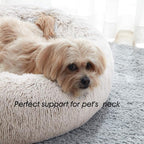 Western Home Calming Donut Small Medium Pet Dog Bed Washable,27"White Khaki | Fluffy Faux Fur Round Cuddler,Anti-Anxiety,Anti-Slip Bottom,Plush Pet Dog Beds for Small Medium Sized Dogs,Up to 35 LBS