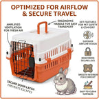 Hard-Sided Pet Carrier for Cats and Small Dogs, 20" Sturdy Travel Kennel with Secure Wire Door & 360° Ventilation, Portable Plastic Crate for Vet Visits & Car Travel (White/Orange)