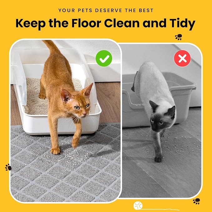 Conlun Cat Litter Mat Litter Trapping Mat, 24" x 17" Premium Durable PVC Grid Mesh with Scatter Control, Non-slip, Less Waste Cat Litter Box Mat, Grey 2 Pack