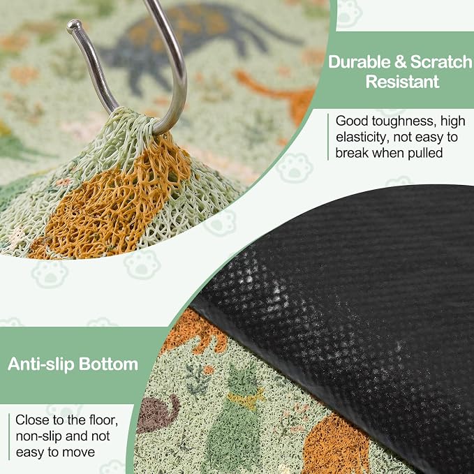 Glittme Cat Litter Mat with Non-Slip Bottom Litter Box Mat 24"X15" Litter Trapping Mat Easy to Clean Washable Cat Food Mat for Kitty,S