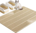 TRZZ XXL Cat Litter Mat, Large Silicone Waterproof Mat, Khaki | Non-Slip, Easy to Clean, Cat Litter Trapping Mat, Kitty Litter Catcher, Scatter Control, for Floor