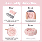 Lesure Shown on TV Jacquard Donut Dog Beds Extra Large,Pink Taffy 42x42x9in | XL Orthopedic Calming Pet Bed Sofa, Original Design Pattern,Washable Cover, Home Decor as Gift for Pet,Anti Slip Bottom