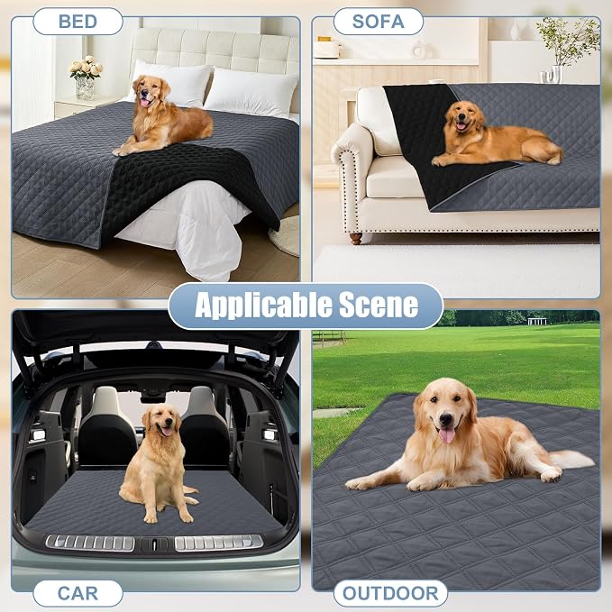 Smiry Waterproof Reversible Pet Couch Covers for Dogs | Pet Friendly, Soft Fabric, Washable Sofa Furniture Protector for Dogs Cat Kids, Checkered (30"x53", Dark Grey/Black)