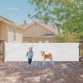 140" Extra Wide Baby Gates for Dogs Indoor Outdoor Retractable Gate, White | Indoor/Outdoor Retractable Pet Gate Extra Long Baby Gate, Space-Saving, Easy to Use, Safety Lock, Durable Mesh, Easy Install