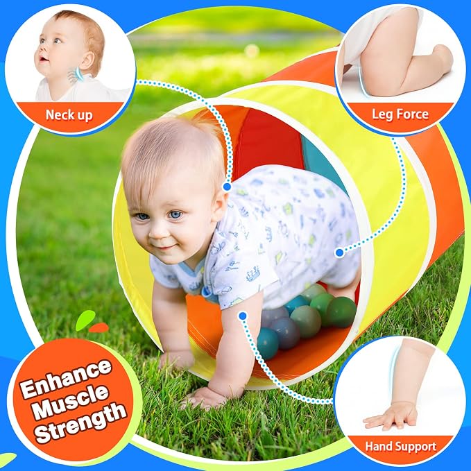 Kids Play Tunnel Tent for Toddlers, Colorful Pop Up Crawl Tunnel Toy for Baby or Pet with Breathable Mesh, Collapsible Gift for Boy and Girl Play Tunnel Indoor and Outdoor Game