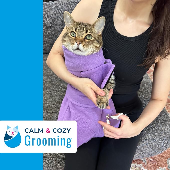 Calm & Cozy® Cat Swaddle Wrap for Nail Trimming (Turquoise, Small) | Patented Access Points, Nail Trimming, Grooming, Medication, Vet Visits