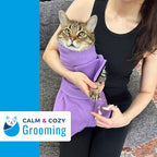 Calm & Cozy® Cat Swaddle Wrap for Large Cats (Lavender, Large) | Patented Access Points, Nail Trimming, Grooming, Medication, Vet Visits