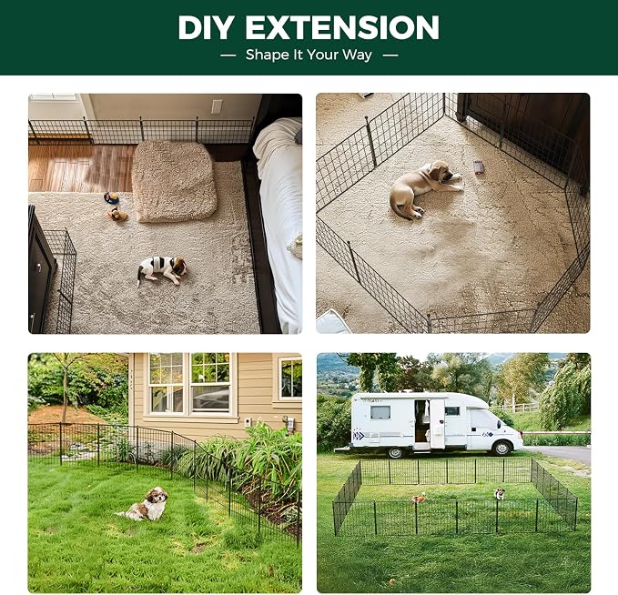 FXW MiniPaws Dog Playpen, Indoor, Yard & RV Camping, 20" H, 16 Panels | Portable, Expandable Layout, Tool-Free Setup, For Puppies & Small Dogs