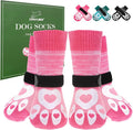 EXPAWLORER Dog Socks to Prevent Licking Paws with Grippers for Hardwood Floors Anti Slip,Glow-in-the-Dark Dog Summer Shoes Booties Boots & Paw Protectors for Small Medium Large Senior Dogs Pink XS