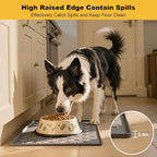 Pieviev Silicone Dog Cat Food Bowl Mat, Waterproof Raised Edge, 24'' x 16'' | Food-Grade Bpa-Free Pet Food Mat, Waterproof & Non-Slip, Raised Edges Contains Spills & Drips, Fits Pet Bowls and Fountains