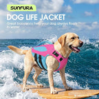 XS Dog Life Jacket, Small Dog Life Vest for Swimming, High Flotation Puppy Swim Vest Lifesaver with Rescue Handle, Adjustable Pet Preserver Lifejacket for Pool Boating, Hot Pink XS