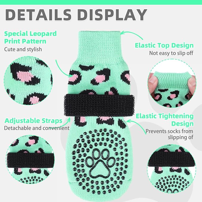 KOOLTAIL Dog Socks for Hot/Cold Pavement to Prevent Licking Paws,Dog Boots&Paw Protector for Hardwood Floors Anti Slip,Traction Control No Twist Grip Booties for Small Medium Large Senior Dogs M