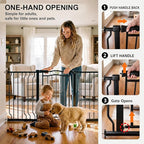 53.1"-62.5" Extra Wide Baby Gate & Dog Gate, Pressure Mounted No Drilling Pet Gate for Doorways & Large Openings, with Walk-Through, Auto-Close & Dual-Direction Swing, Black