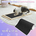 BNOSDM Self-Adhesive Dog Nail File Scratcher Emery Paper Cat Nail Scratch Board Replacement Sandpaper, Cuttable Pet Furniture Scratching Pad Protector for Door and Wall (17in*10ft, Black)