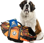 Dog Life Jacket — Premium Swim Vest with SafeChin Anti-Choke Collar | PAWS Aboard Racing Flames | RapidLift Rescue Handle, D-Ring, Reflective Trim | Boating, Kayaking, Pool | X-Large (80–110 lbs)