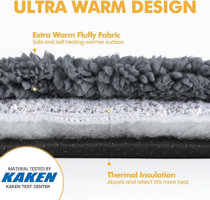 Self Warming Cat Bed Self Heating Cat Dog Mat Pad 29 x 18.9 in Extra Warm | Non Electric, Self Heated Cat Bed for Indoor Outdoor Pets, Removable Washable Cover, Non-Slip Bottom, Noiseless, Dark Grey