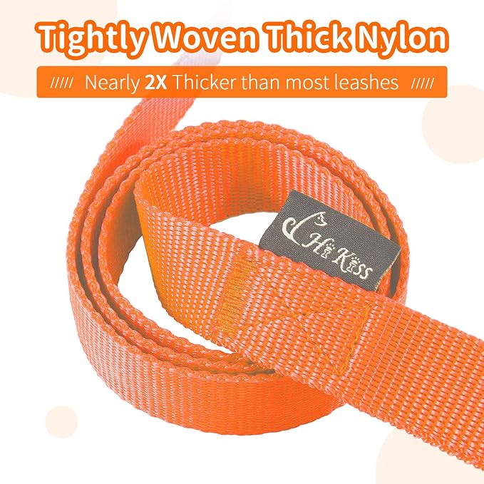HIKISS Long Dog Leash Obedience Recall Training Agility Lead with Thickening Material for Large Dog - 15ft 20ft 30ft 50ft 100ft Training Leash(Orange 20ft)