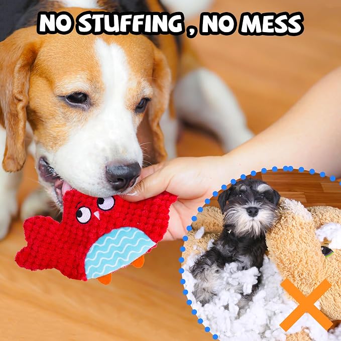 Squeaky No Stuffing Dog Toys 10 Pcs,Crinkle Dog Toys for Small Medium Breed | Bulk Puppy Toys Durable Plush Small Dog Toys,Animal Stuffless Pet Toys,Interactive Puppy Teething Chew Toys for Entertaining
