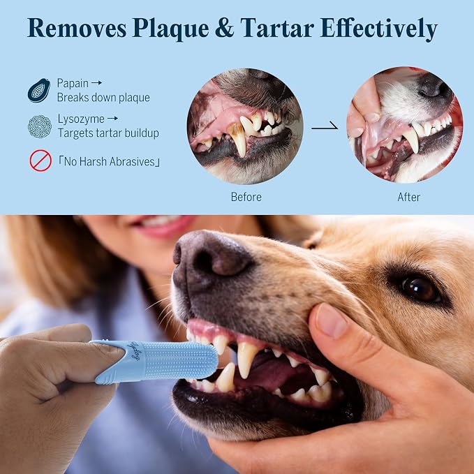 FlyDog Fresh Kiss Remineralizing Toothpaste for Dogs & Cats, Vet Approved Nano-Hydroxyapatite Dog Toothpaste - Rebuild Enamel, Remove Tartar & Plaque, Freshen Breath, Plant-Based 3.5oz (Peanut Butter)