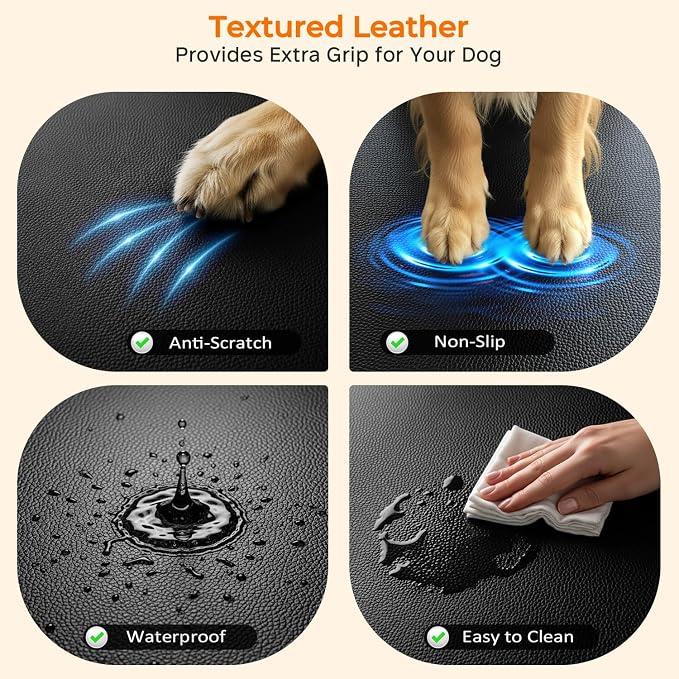 URPOWER PU Leather Back Seat Extender for Dogs, Hard Bottom Dog Seat Cover | Supports 550 lbs, Stable 3-Panel Hard Bottom, Added High-Density Foam for Comfort, Waterproof 900D Oxford, 45% More Space