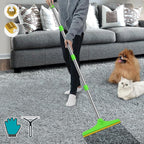 Carpet Rake for Pet Hair Removal, Green | Reusable Pet Hair Remover, 60" Adjustable Long Handle, Carpet Scraper for Dog Cat Hair, For Rugs, Mats, Couch, Furniture