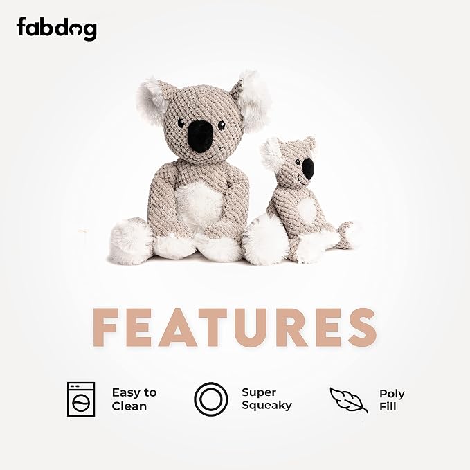 fabdog Floppies Plush Dog Toy - Cute & Durable Squeaky Dog Toys - Best Squeak Toy for Puppies and All Breeds | Ideal Pet Gift| Large Koala