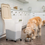 IRIS USA Dog Food Storage Container, Up to 40 lbs, Almond, Made in USA | Wheels for Mobility, Airtight Seal, BPA-Free, Best for Bird Seed, Cat food, Cat Litter, Chicken Feed, Pellets