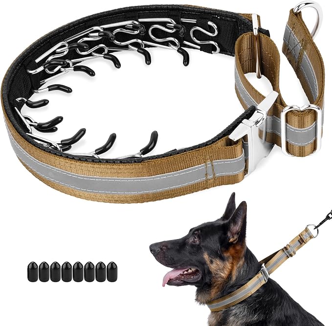 Mayerzon Martingale No Pull Dog Collar with Alloy Buckle, Brown, M, 3mm | For Medium Large Dogs that Pull, Patented Dog Walking Training Collar, Thick Foam Padding, Reflective, Adjustable, 1.5'' Wide