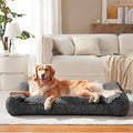 JOEJOY XL Orthopedic Dog Bed for Large Dogs, Extra Thick Foam Pet Bed Sofa | Bolster Sides, Large Sized Dog Couch Bed with Removable Washable Cover, Non-Slip Bottom, Grey (42"x30")