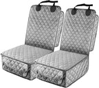 PETICON Waterproof Front Seat Car Cover 2 Pack, Full Protection | Dog Car Seat Cover with Side Flaps, Nonslip Scratchproof Captain Chair Seat Cover Fits for Cars, Trucks, SUVs, Jeep, Gray
