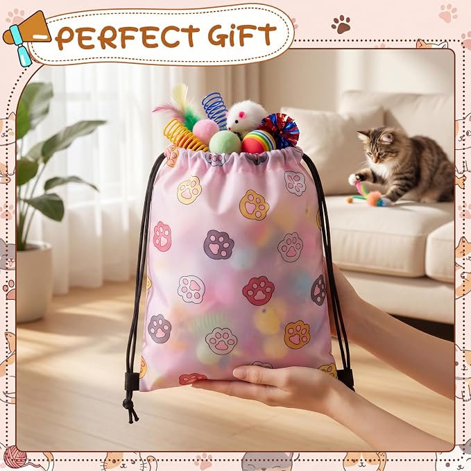 Leitee 151 Pcs Cat Interactive Toys for Indoor Cats Bulk with Gift Storage Bag Kitten Toys Stuff Gift Set Including Springs Mice Balls Bells Sisal Ball for Indoor Kitty Play Exercise (Bright)