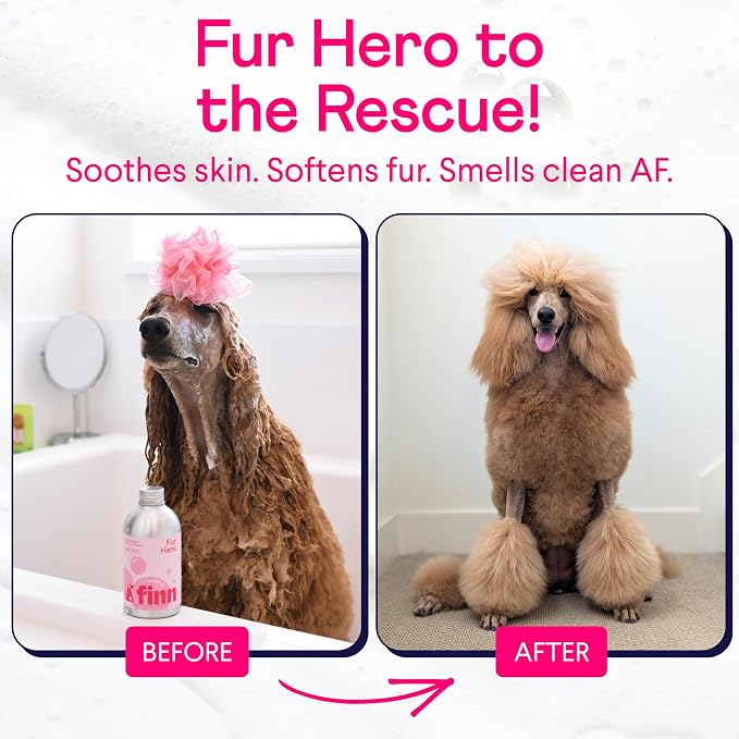 Finn Fur Hero Oatmeal Dog Shampoo - Itchy Skin Relief - Sulfate-Free | Aloe, Chamomile & Witch Hazel - Sensitive Skin - Paraben & Perfume-Free - Aluminum Bottle