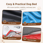 Comfort Expression Orthopedic Dog Bed for Extra Large Dogs with Bolster | Waterproof Dog Couch Bed with Washable Cover & Non-Slip Bottom, Supportive Egg Crate Foam XL Pet Bed, 45x35 Inch