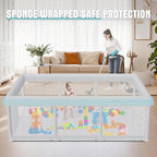 Hiaksedt Baby Playpen 74x50 Inch, Play Pens for Babies and Toddlers | Baby Fence Play Yards for Indoor & Outdoor with Breathable Mesh Anti-Fall Playpen (74"x50")