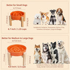 Elevated Slow Feeder Dog Bowl, 8.8" Ceramic Maze Dog Bowl with Stand | 3.2 Cups Slow Feeding Dog Dish for Fast Eaters, 7" Tall Anti-Slip Raised Slow Feeder for Medium to Large Breeds, Orange