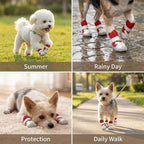 Dog Shoes for Small Dogs, Hot Pavement Summer Puppy Dog Boots & Paw Protectors with Soft Anti-Slip Rubber Sole, Mesh Breathable Dog Booties for Hardfloors, Walking Running 4 Pack (red, 5)