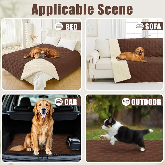 Smiry Waterproof Dog Bed Cover, Reversible Pet Blanket for Sofa Couch | Soft Washable Dog Blanket, Leakproof Couch Cover for Dogs Cats & Furniture Protection, 40x80, Brown/Beige